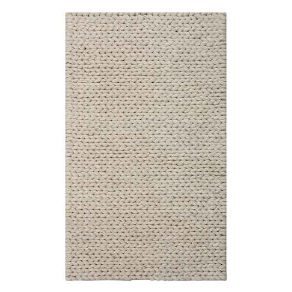 (A494) Honeybloom Ivory Chunky Knit Patterned Accent Rug, 2x4