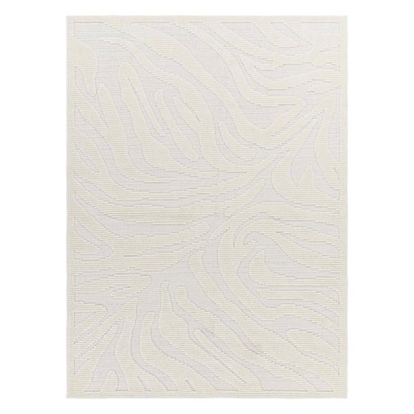 (B861) Crosby St. Lyna Ivory Zebra Design Washable Area Rug, 5x7