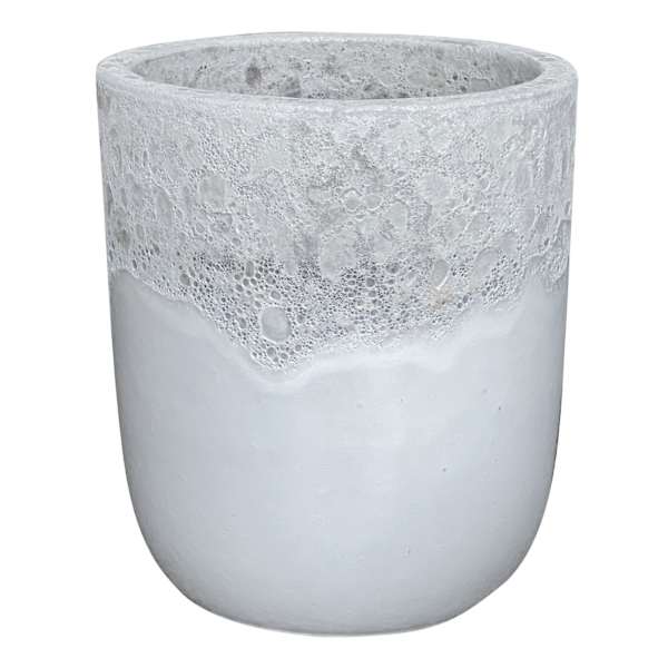 White Two-Tone Reactive Glaze Outdoor Planter, Large