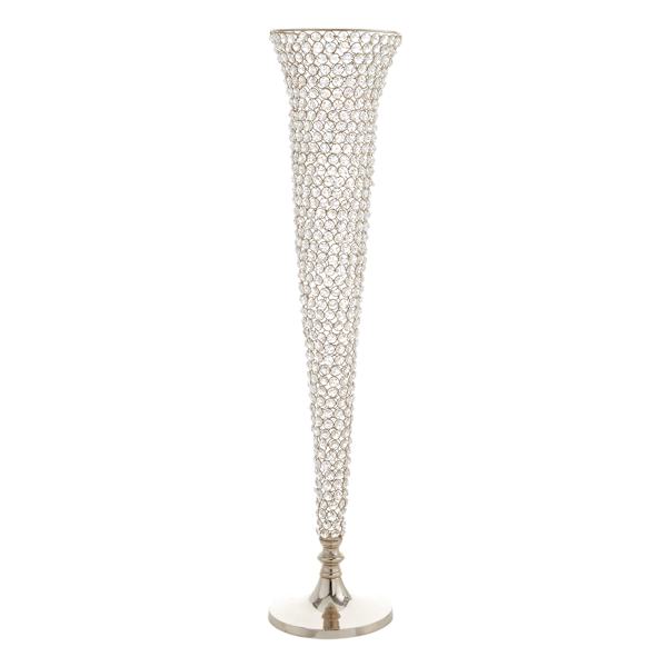 Crystal Metal Flute Vase, 36"