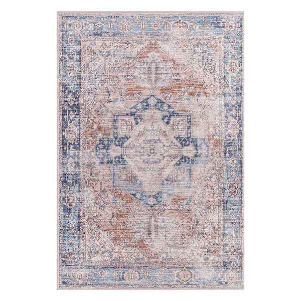 (B882) Colin Blue Medallion Washable Accent Rug, 3x5