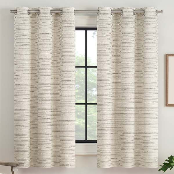 2-Pack Eclipse Nate Ivory Magnetic Closure Blackout Curtain Panel Set, 63"