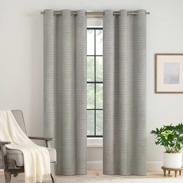 2-Pack Eclipse Nate Grey Magnetic Closure Blackout Curtain Panel Set, 84"