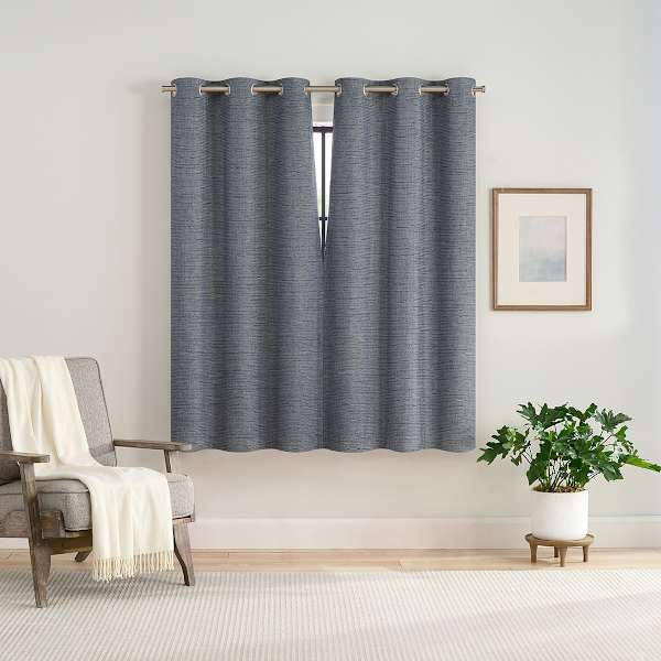 2-Pack Eclipse Nate Navy Blue Magnetic Closure Blackout Curtain Panel Set, 63"