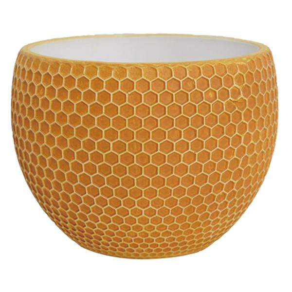 Indoor Hammer Yellow Matte Bowl Pot, Medium