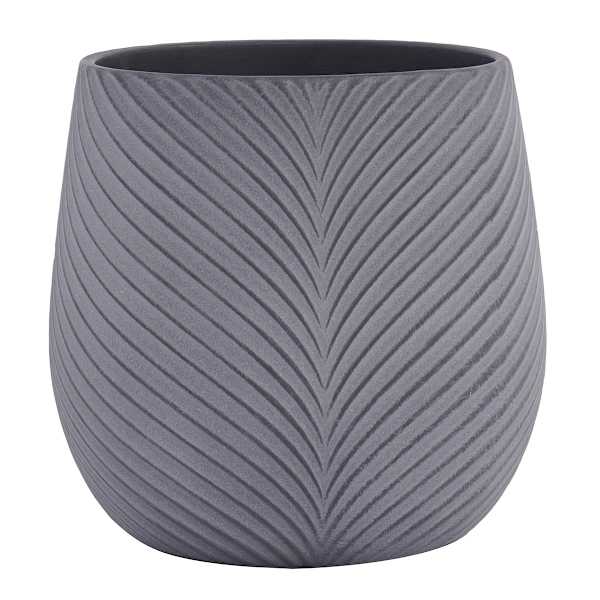 Indoor Chevron Matte Grey Pot, Small