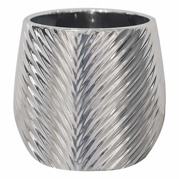 Indoor Chevron Silver Metallic Pot, Small