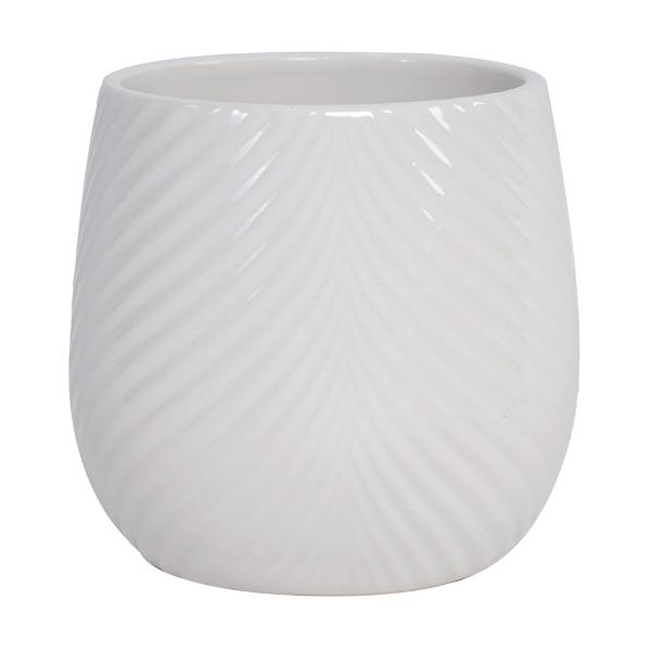 Indoor Chevron Shiny White Pot, Small