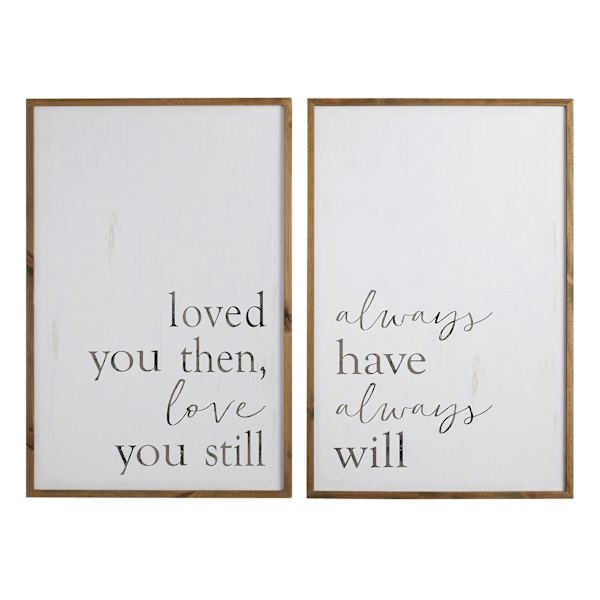 Honeybloom 2-Piece Glass Framed Love You Then Still & Always Will Wall Art, 24x36
