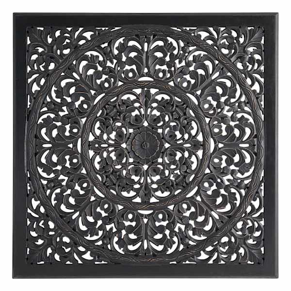 Found & Fable Black Faux Wood Carved Wall Decor, 36"