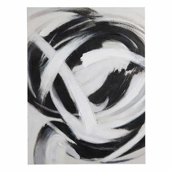Crosby St. Black & White Abstract Hand Canvas Wall Art, 35x48