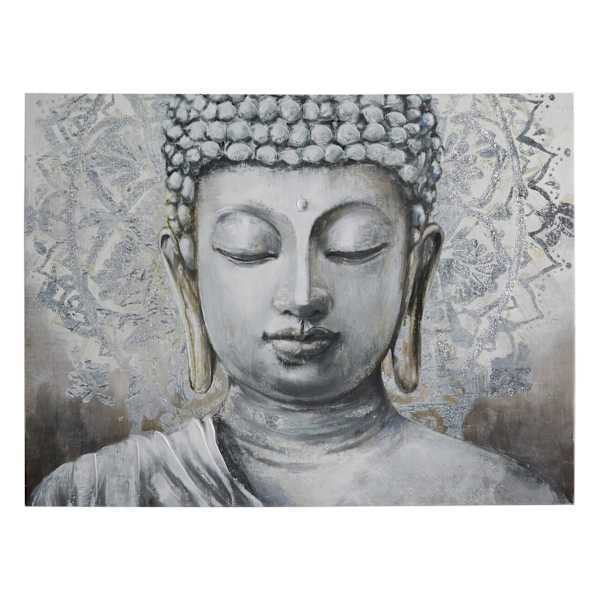 Found & Fable Silver Buddha Canvas Wall Art, 40x30