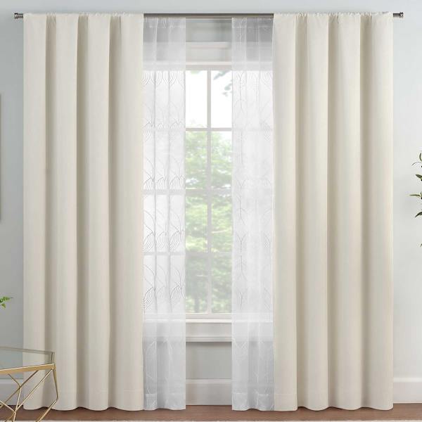 4-Pack Ivory Eclipse Letta Blackout Embroidered Sheer Curtain Panel Set, 84"