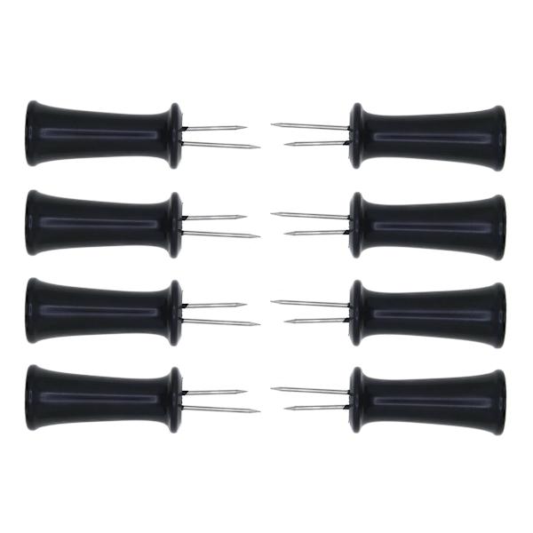 Set of 4 Corn Holders with Black Handles