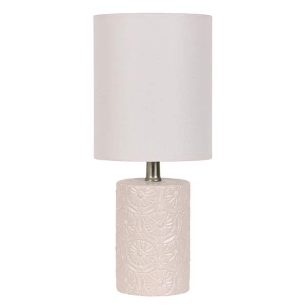 Honeybloom Cream Floral Ceramic Mini Table Lamp with Shade, 12"