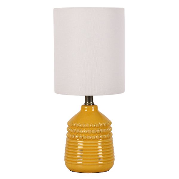 Honeybloom Yellow Dot Ceramic Mini Table Lamp with Shade, 12"