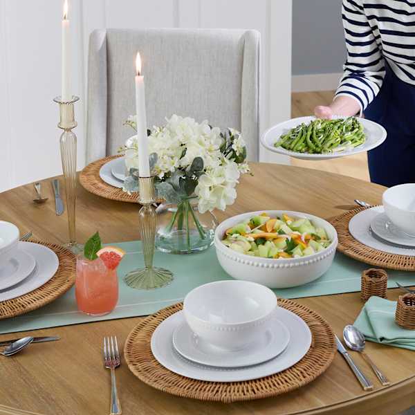 White beaded dinnerware set outlet