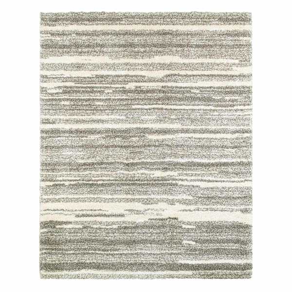 (A345) Lizzy Grey & Ivory Shag Area Rug, 8x10