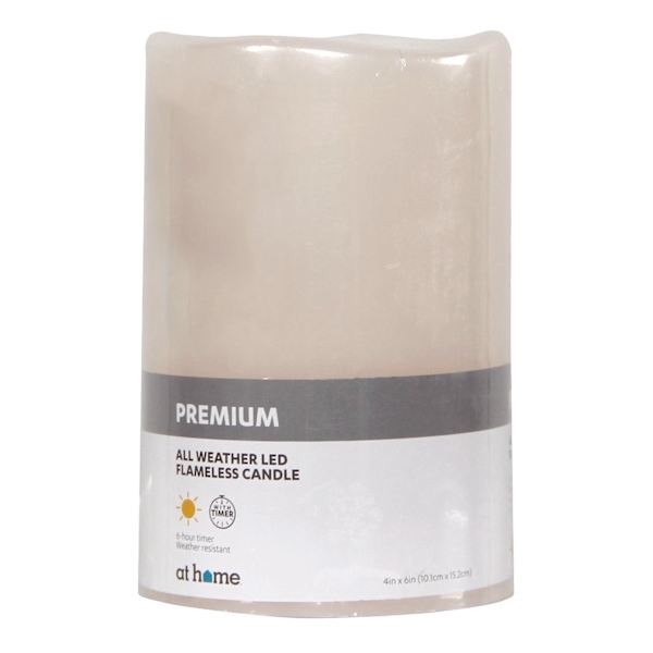 Ivory LED Pillar Candle with 6 Hour Timer, 6"