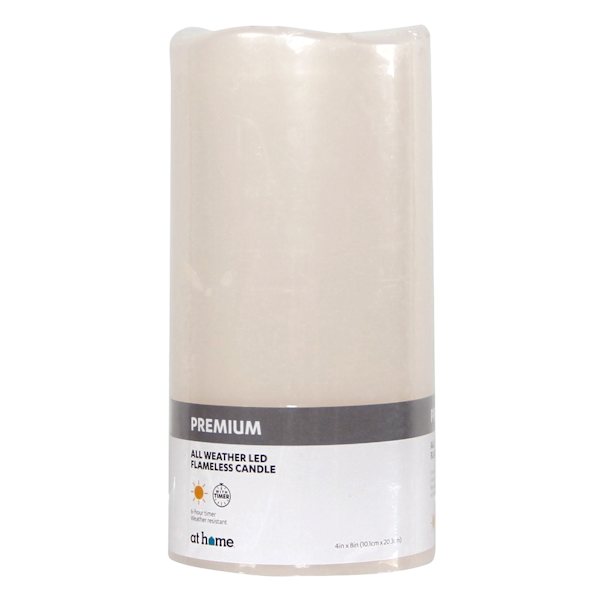 Ivory LED Pillar Candle with 6 Hour Timer, 8"