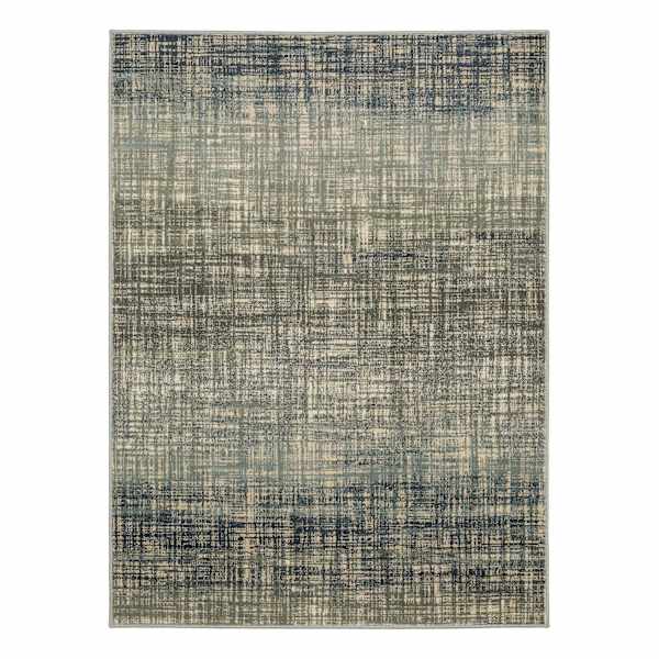 (D476) Addison Blue Abstract Contemporary Area Rug, 5x7