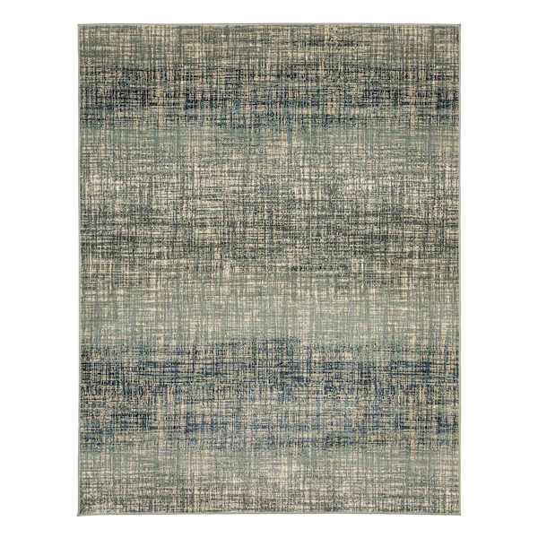 (D476) Addison Blue Abstract Contemporary Area Rug, 8x10