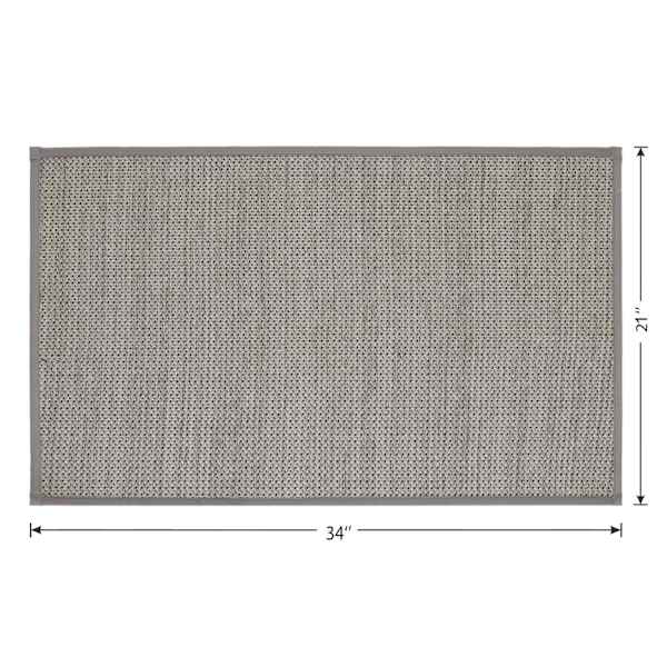 Solid Grey Textured Washable Kitchen Mat, 21x34
