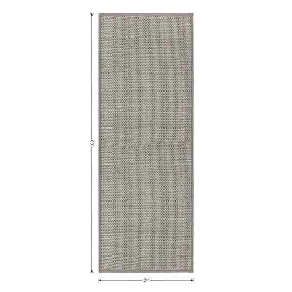 Solid Grey Textured Washable Kitchen Runner, 2x5