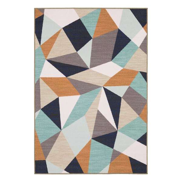 (D545) Mint Julep Geo Area Rug, 5x7