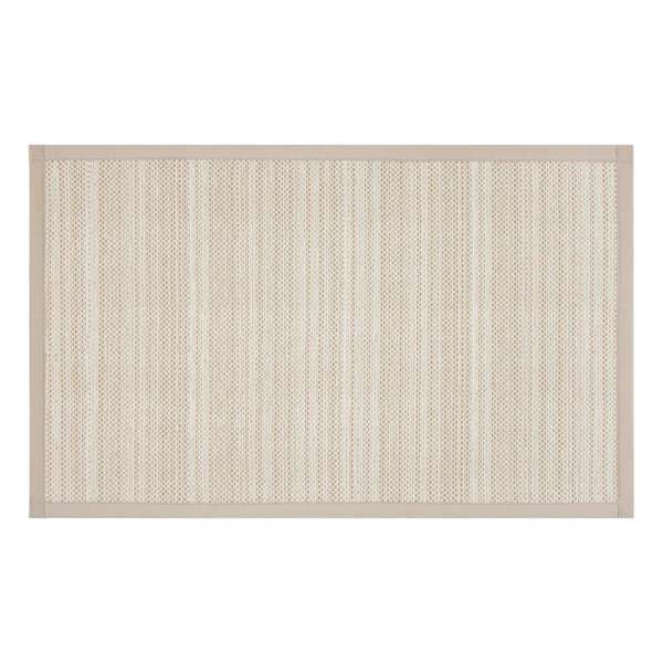 Natural Striped Puff-Back Washable Kitchen Mat, 21x34