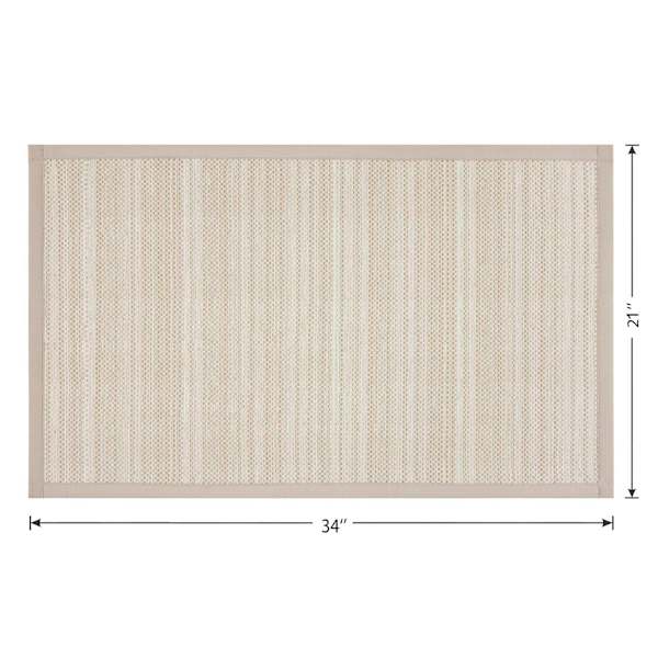 Natural Striped Puff-Back Washable Kitchen Mat, 21x34