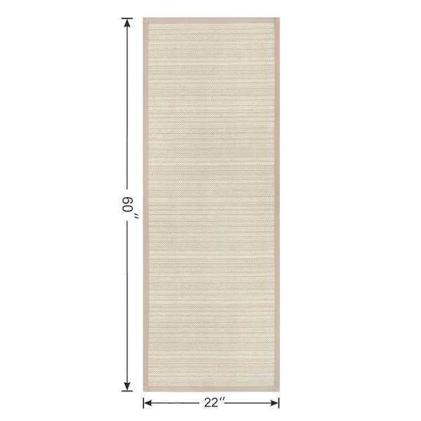 Natural Striped Puff-Back Washable Kitchen Runner, 2x5