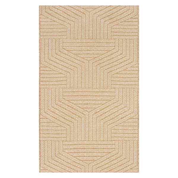 (E457) Ruby Natural Flatweave Outdoor Accent Rug, 3x5