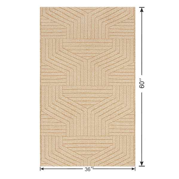 (E457) Ruby Natural Flatweave Outdoor Accent Rug, 3x5