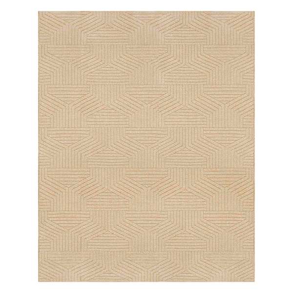 (E457) Ruby Natural Flatweave Outdoor Area Rug, 8x10