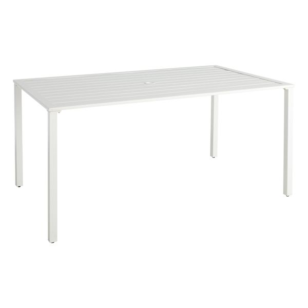 Grammercy White Steel Slat Patio Dining Table, 60x36