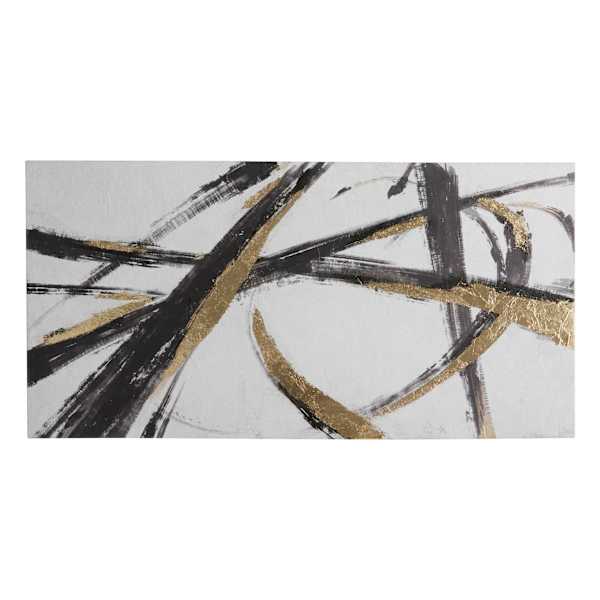 Crosby St. Embellished Black & White Abstract Canvas Wall Art, 25x50