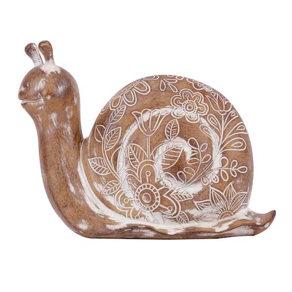 Honeybloom Rustic Snail Outdoor Garden Statue, 10"