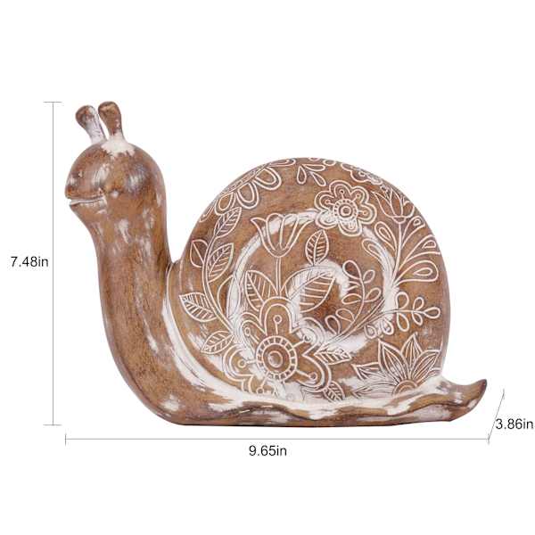 Honeybloom Rustic Snail Outdoor Garden Statue, 10"