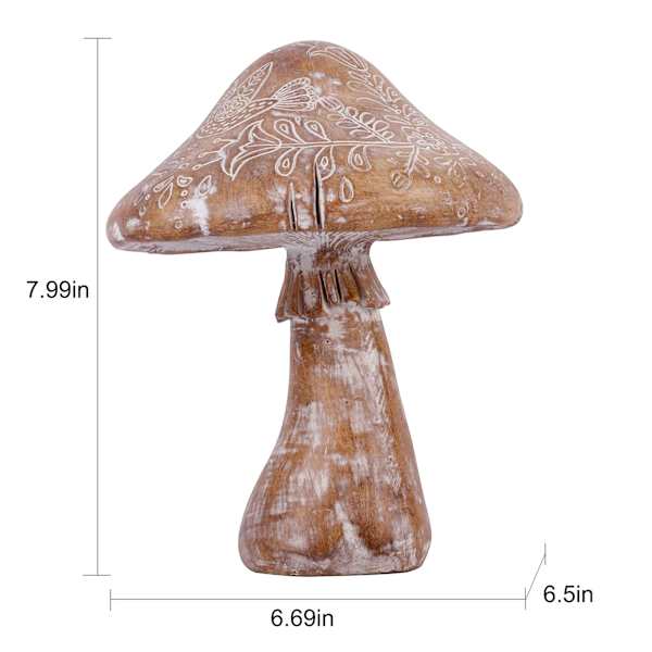 Honeybloom Rustic Mushroom Outdoor Garden Statue, 8"
