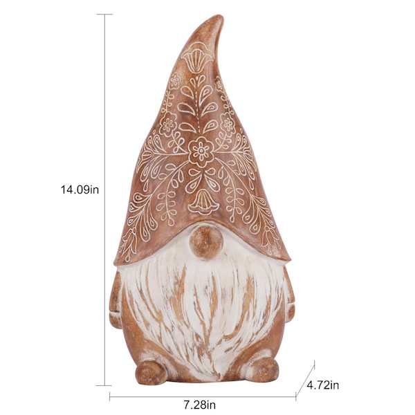 Honeybloom Floral Gnome Outdoor Garden Statue, 14"
