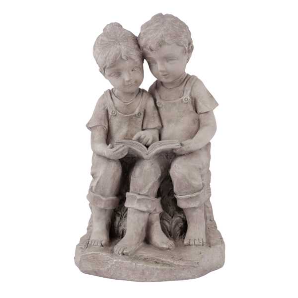 Boy & Girl Outdoor Garden Statue, 16"
