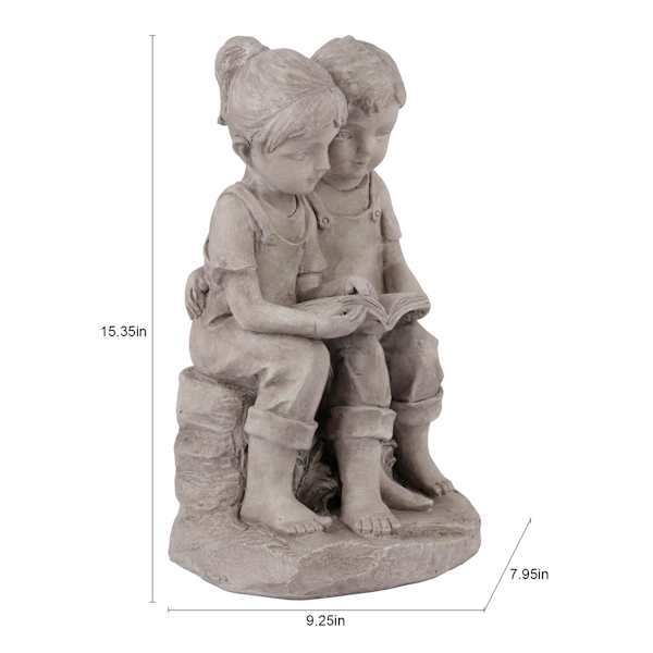 Boy & Girl Outdoor Garden Statue, 16"