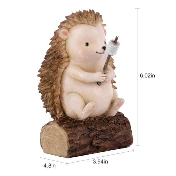 Campfire Hedgehog on Log Outdoor Garden Statue, 6"