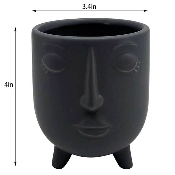 Indoor Grey Ceramic Face Pot, Extra Small