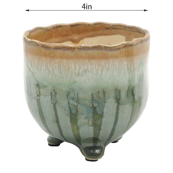 Honeybloom Indoor Green Ombre Footed Ceramic Pot, Small