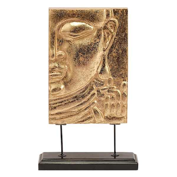 Found & Fable Gold Carved Buddha Art on Stand, 14"