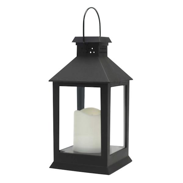 Black Outdoor Solar Lantern, 9"
