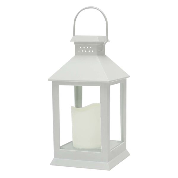 White Outdoor Solar Lantern, 9"