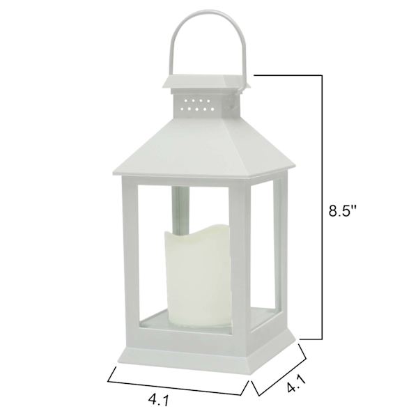 White Outdoor Solar Lantern, 9"